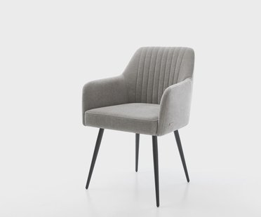 DELIFE Eetkamerstoel Greg-Flex zachte stof met structuur grijs 4-poot conisch zwart pocketveer kern