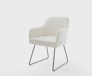 DELIFE Eetkamerstoel Greg-Flex bouclé zacht beige slipframe zwart pocketveer kern