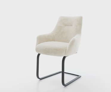 DELIFE Sledemodel Alja-Flex met armleuning pluchen crème-wit sledemodel vlak zwart pocketveer kern