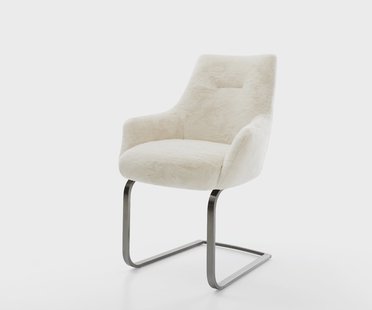 DELIFE Sledemodel Alja-Flex met armleuning pluchen crème-wit sledemodel vlak grafiet pocketveer kern