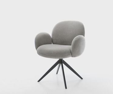 DELIFE Draaistoel Nube-Flex met armleuning zachte stof met structuur grijs kruisframe breed zwart 360° draaibaar rocker-functie pocketveer kern