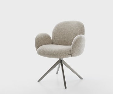 DELIFE Draaistoel Nube-Flex met armleuning geweven stof beige kruisframe breed grafiet 360° draaibaar rocker-functie pocketveer kern