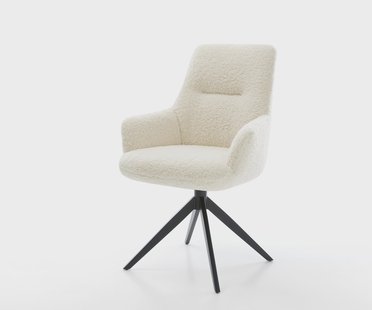 DELIFE Draaistoel Zelia-Flex met armleuning teddy beige kruisframe breed zwart 360° draaibaar rocker-functie pocketveer kern