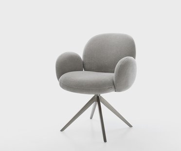 DELIFE Draaistoel Nube-Flex met armleuning zachte stof met structuur grijs kruisframe breed grafiet 360° draaibaar rocker-functie pocketveer kern