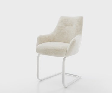 DELIFE Sledemodel Alja-Flex met armleuning pluchen crème-wit sledemodel vlak wit pocketveer kern