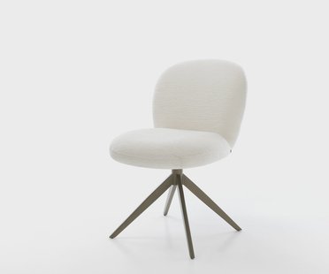 DELIFE Draaistoel Nube-Flex bouclé zacht beige kruisframe breed afwerking met titanium 360° draaibaar rocker-functie pocketveer kern