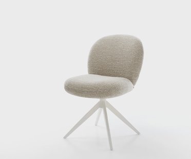 DELIFE Draaistoel Nube-Flex geweven stof beige kruisframe breed wit 360° draaibaar rocker-functie pocketveer kern