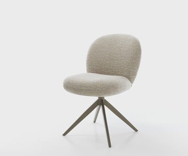 DELIFE Draaistoel Nube-Flex geweven stof beige kruisframe breed afwerking met titanium 360° draaibaar rocker-functie pocketveer kern