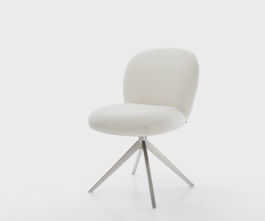 DELIFE Draaistoel Nube-Flex bouclé zacht beige kruisframe breed roestvrij staal 360° draaibaar rocker-functie pocketveer kern