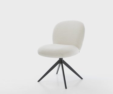 DELIFE Draaistoel Nube-Flex bouclé zacht beige kruisframe breed zwart 360° draaibaar rocker-functie pocketveer kern