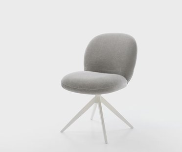 DELIFE Draaistoel Nube-Flex zachte stof met structuur grijs kruisframe breed wit 360° draaibaar rocker-functie pocketveer kern