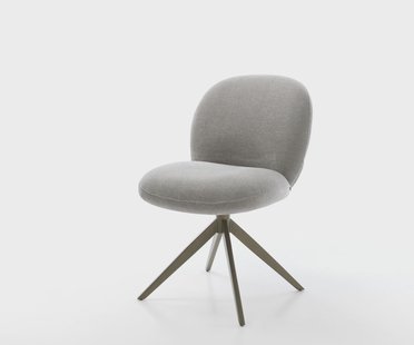 DELIFE Draaistoel Nube-Flex zachte stof met structuur grijs kruisframe breed afwerking met titanium 360° draaibaar rocker-functie pocketveer kern