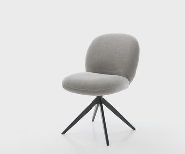 DELIFE Draaistoel Nube-Flex zachte stof met structuur grijs kruisframe breed zwart 360° draaibaar rocker-functie pocketveer kern