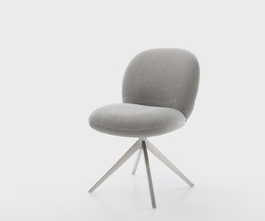 DELIFE Draaistoel Nube-Flex zachte stof met structuur grijs kruisframe breed roestvrij staal 360° draaibaar rocker-functie pocketveer kern