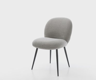 DELIFE Eetkamerstoel Nube-Flex zachte stof met structuur grijs 4-poot conisch zwart pocketveer kern