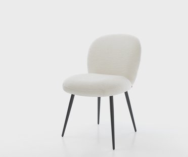 DELIFE Eetkamerstoel Nube-Flex bouclé zacht beige 4-poot conisch zwart pocketveer kern