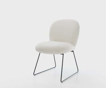 DELIFE Eetkamerstoel Nube-Flex bouclé zacht beige slipframe zwart pocketveer kern