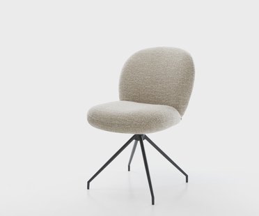 DELIFE Eetkamerstoel Nube-Flex geweven stof beige kruisframe conisch zwart pocketveer kern