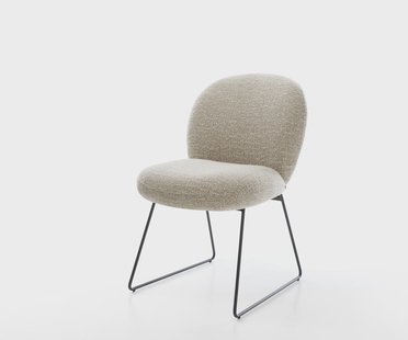 DELIFE Eetkamerstoel Nube-Flex geweven stof beige slipframe zwart pocketveer kern