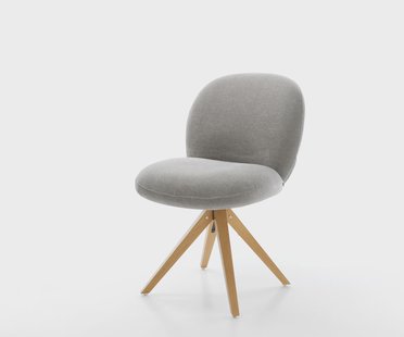 DELIFE Draaistoel Nube-Flex zachte stof met structuur grijs houten frame hoekig natuur 180° draaibaar pocketveer kern