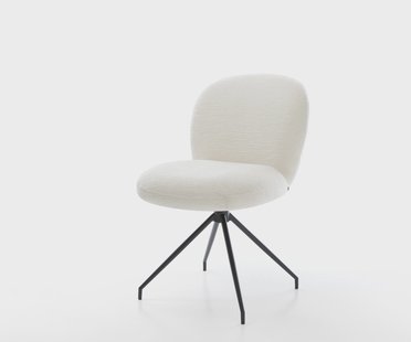 DELIFE Eetkamerstoel Nube-Flex bouclé zacht beige kruisframe conisch zwart pocketveer kern