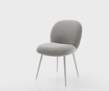 DELIFE Eetkamerstoel Nube-Flex zachte stof met structuur grijs 4-poot conisch roestvrij staal pocketveer kern