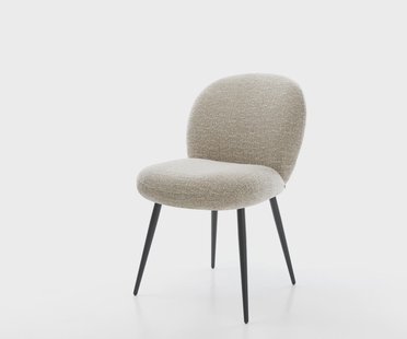 DELIFE Eetkamerstoel Nube-Flex geweven stof beige 4-poot conisch zwart pocketveer kern