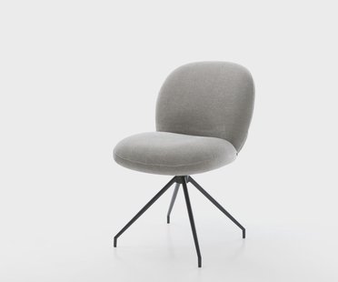 DELIFE Eetkamerstoel Nube-Flex zachte stof met structuur grijs kruisframe conisch zwart pocketveer kern