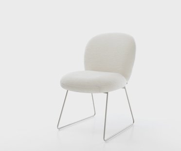 DELIFE Eetkamerstoel Nube-Flex bouclé zacht beige slipframe roestvrij staal pocketveer kern