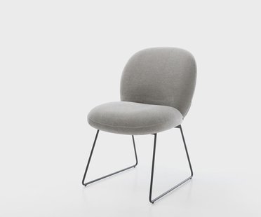 DELIFE Eetkamerstoel Nube-Flex zachte stof met structuur grijs slipframe zwart pocketveer kern