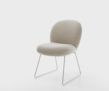 DELIFE Eetkamerstoel Nube-Flex geweven stof beige slipframe roestvrij staal pocketveer kern