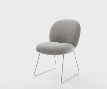 DELIFE Eetkamerstoel Nube-Flex zachte stof met structuur grijs slipframe roestvrij staal pocketveer kern