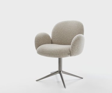 DELIFE Draaistoel Nube-Flex met armleuning geweven stof beige kruispoot grafiet 360° draaibaar rocker-functie pocketveer kern