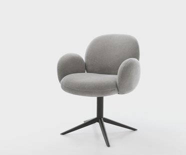 DELIFE Draaistoel Nube-Flex met armleuning zachte stof met structuur grijs kruispoot zwart 360° draaibaar rocker-functie pocketveer kern