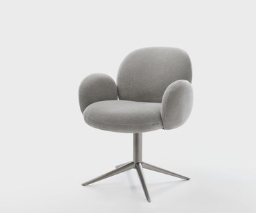 DELIFE Draaistoel Nube-Flex met armleuning zachte stof met structuur grijs kruispoot grafiet 360° draaibaar rocker-functie pocketveer kern