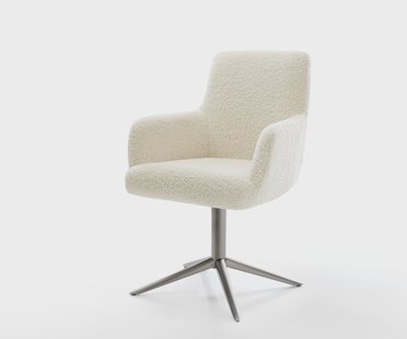 DELIFE Draaistoel Heira-Flex met armleuning teddy beige kruispoot grafiet 360° draaibaar rocker-functie pocketveer kern