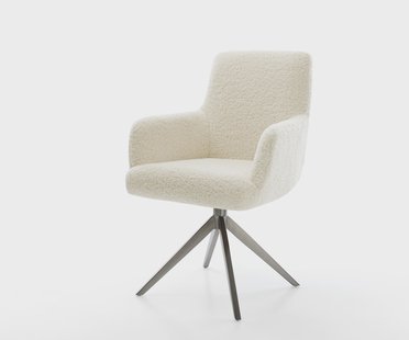 DELIFE Draaistoel Heira-Flex met armleuning teddy beige kruisframe breed grafiet 360° draaibaar rocker-functie pocketveer kern