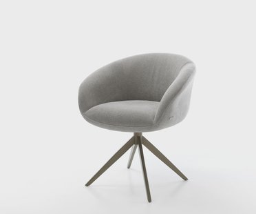 DELIFE Draaistoel Vinka-Flex met armleuning zachte stof met structuur grijs kruisframe breed afwerking met titanium 360° draaibaar rocker-functie pocketveer kern