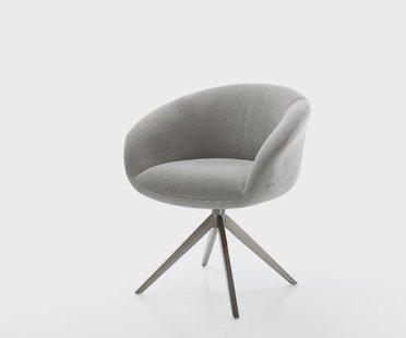 DELIFE Draaistoel Vinka-Flex met armleuning zachte stof met structuur grijs kruisframe breed grafiet 360° draaibaar rocker-functie pocketveer kern