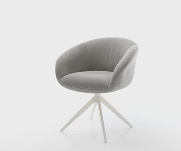 DELIFE Draaistoel Vinka-Flex met armleuning zachte stof met structuur grijs kruisframe breed wit 360° draaibaar rocker-functie pocketveer kern