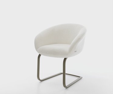 DELIFE Sledemodel Vinka-Flex met armleuning bouclé zacht beige sledemodel vlak afwerking met titanium pocketveer kern