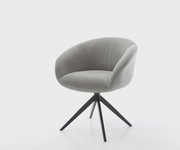 DELIFE Draaistoel Vinka-Flex met armleuning zachte stof met structuur grijs kruisframe breed zwart 360° draaibaar rocker-functie pocketveer kern