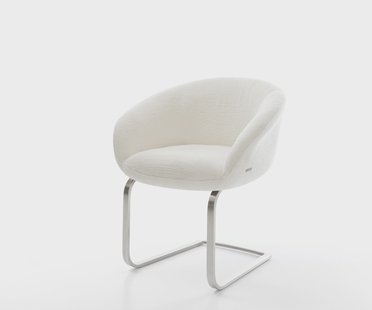 DELIFE Sledemodel Vinka-Flex met armleuning bouclé zacht beige sledemodel vlak roestvrij staal pocketveer kern