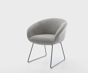 DELIFE Eetkamerstoel Vinka-Flex met armleuning zachte stof met structuur grijs slipframe zwart pocketveer kern