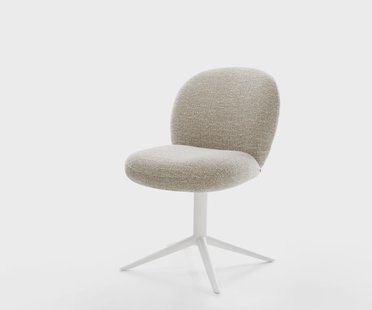 DELIFE Draaistoel Nube-Flex geweven stof beige kruispoot wit 360° draaibaar rocker-functie pocketveer kern