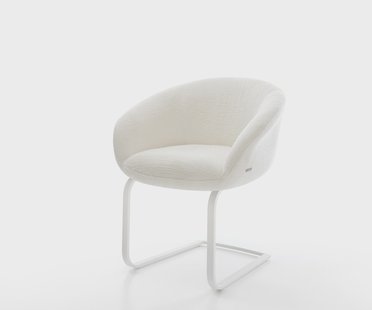 DELIFE Sledemodel Vinka-Flex met armleuning bouclé zacht beige sledemodel vlak wit pocketveer kern