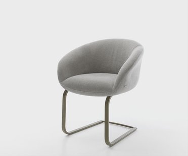 DELIFE Sledemodel Vinka-Flex met armleuning zachte stof met structuur grijs sledemodel vlak afwerking met titanium pocketveer kern