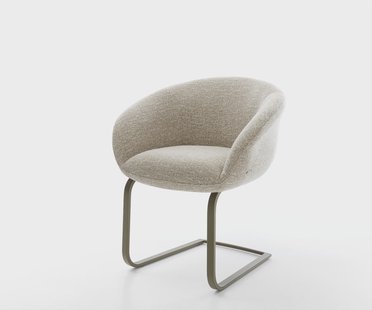 DELIFE Sledemodel Vinka-Flex met armleuning geweven stof beige sledemodel vlak afwerking met titanium pocketveer kern