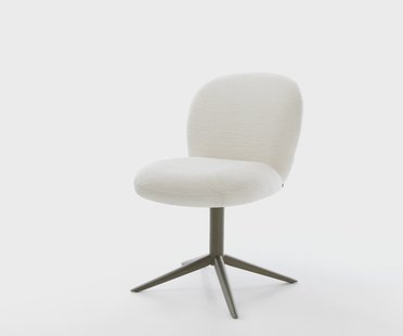 DELIFE Draaistoel Nube-Flex bouclé zacht beige kruispoot afwerking met titanium 360° draaibaar rocker-functie pocketveer kern