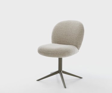 DELIFE Draaistoel Nube-Flex geweven stof beige kruispoot afwerking met titanium 360° draaibaar rocker-functie pocketveer kern